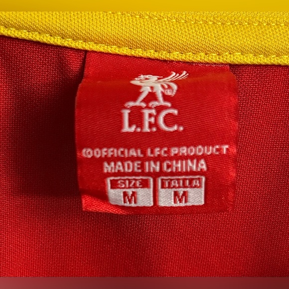 LFC Liverpool Mens Red Yellow Geometric Pattern Soccer Jersey Size Medium - Picture 2 of 3